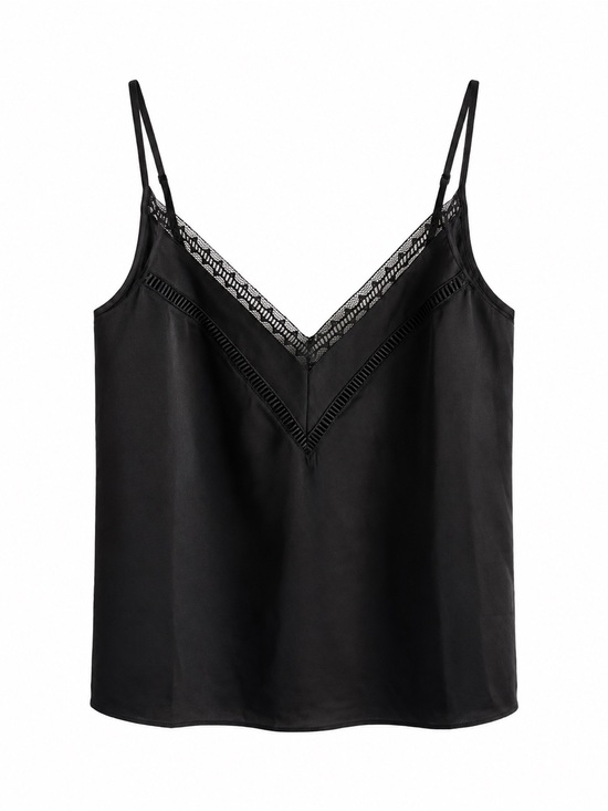 Etam Tops - Etam Black Lingerie-Style Camisole with Lace Detail - Size Small Like new